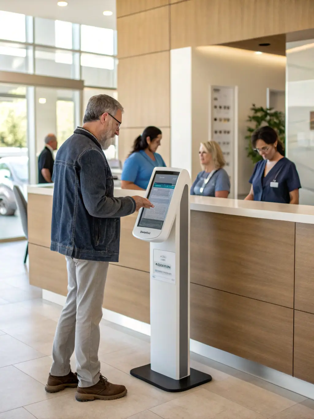 A visual representation of a seamless and efficient patient check-in process, showcasing the benefits of virtual check-in/out services for improved patient experience.